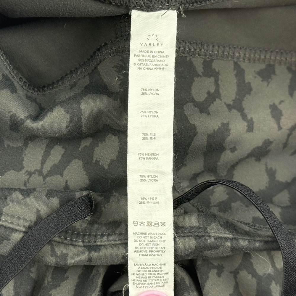 Varley Womens XS High Rise Leopard Print Athletic Leggings Black Grey Pockets - Picture 6 of 12